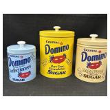 3 Vtg Crystal Domino Sugar Canister Tins, Nesting