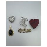 Heart Locket, Pendant, Evelyn Pins & Initial Pin