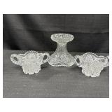 Pressed glass punch bowl stand & 2 Imperial Nucut