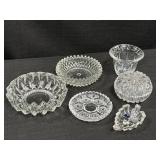 Variety of clear glass & crystal trinket dishes,