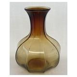 Tiara Indiana glass like amber panel bulb vase