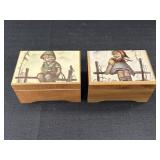2 Cuendet Swiss Musical Movement Wood Music Box