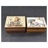 2 Reuge Swiss Musical Movement Wood Music Box
