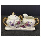 3pc creamer & covered sugar bowl w/ tray set,