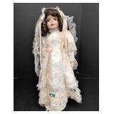 Porcelain Bride Doll White Lace Dress