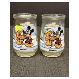 2 Disney-themed Welch's jelly jar glasses w/Mickey