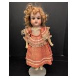 Bisque Porcelain Doll w/ glass eyes movable arms