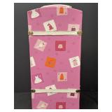 Pink doll trunk w/ fun design & flowers. Inside