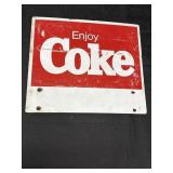 Vtg metal 'Enjoy Coke' adv. sign, 16.25 x 14in.,