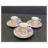 3 Hues n Brews Demitasse/Expresso cup & saucers