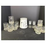 Johnny Hart's 'B.C.' comic strip jar & glasses