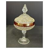 11.75' Diamond Point Ruby Compote Dish