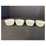 4- 3.25' Milk Glass Oven Safe Bowls