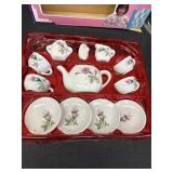 13pc Childs China tea set, floral design,