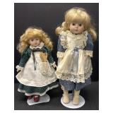 2 Porcelain Dolls 13.5-16"