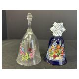 2 Avon Bells - Glass- Floral & Porcelain Christmas