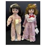 2 16in porcelain dolls, 1 marked Heritage Dolls,