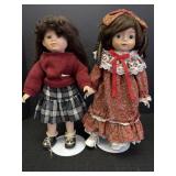 2 16in porcelain dolls, 1 marked Heritage Mint,