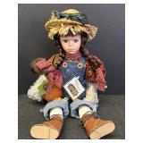 Collections Etc.  scarecrow girl doll, porcelain
