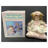 Springtime porcelain Sarah doll in pink floral