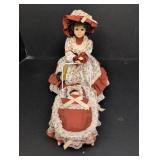 Brinn's Musical Porcelain doll w/ Baby in Carriage