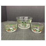 Vtg Indiana Glass Christmas Holly Berry Serving