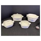 6 Blue cornflower Corning Ware casserole dishes &