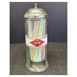 Coca-Cola branded glass straw dispenser w/diner