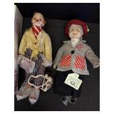 2 porcelain clown/Hobo dolls - Ben, 16in Heritage