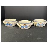 3 PMC Stoneware 2 Handle Soup Bowls
