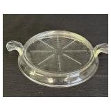 Fire-King clear glass hot plate trivet w/ Handles