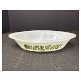 Glasbake J2352 white milk glass divided oval dish,