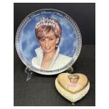 Princess Diana tribute plate & music box.  Plate