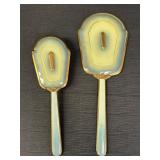Celluloid Bakelite Brass Blue/Cream Dresser Brush