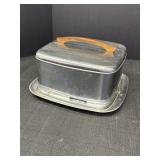 Lincoln Beautyware chrome cake carrier w/wooden