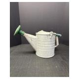 Galvanized metal watering can w/green spout &