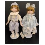 Heritage Porcelain Dolls, boy w/ blue overalls,