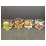 Set of 4 Vtg 1978 McDonald's Garfield glass mugs,
