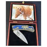Collectible folding pocket knife, bear design,