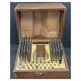 Machinist tool set in wooden box