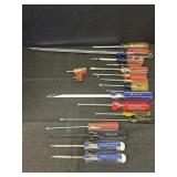 Variety of screwdrivers from Craftsman, Stanley,