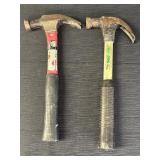2 claw hammers, both with some original stickers,