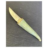 3in fixed-blade knife w/green-dyed bone or antler