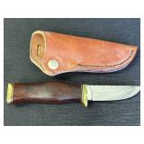 3.5in fixed blade hunting knife w/brass guard &