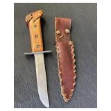 6.5in blade knife w/wood handle & animal head