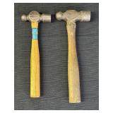 2 ball peen hammers, 9.5 & 10in lengths, partial