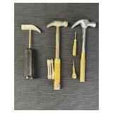 3 mini hammers, 2 multi functional, longest is 8in