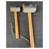 2 rubber head wood handled mallets