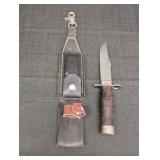 5.5in Dagger knife w/ leather wrapped handle