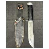 Vtg. Hunting knife w/ leather sheath/holder